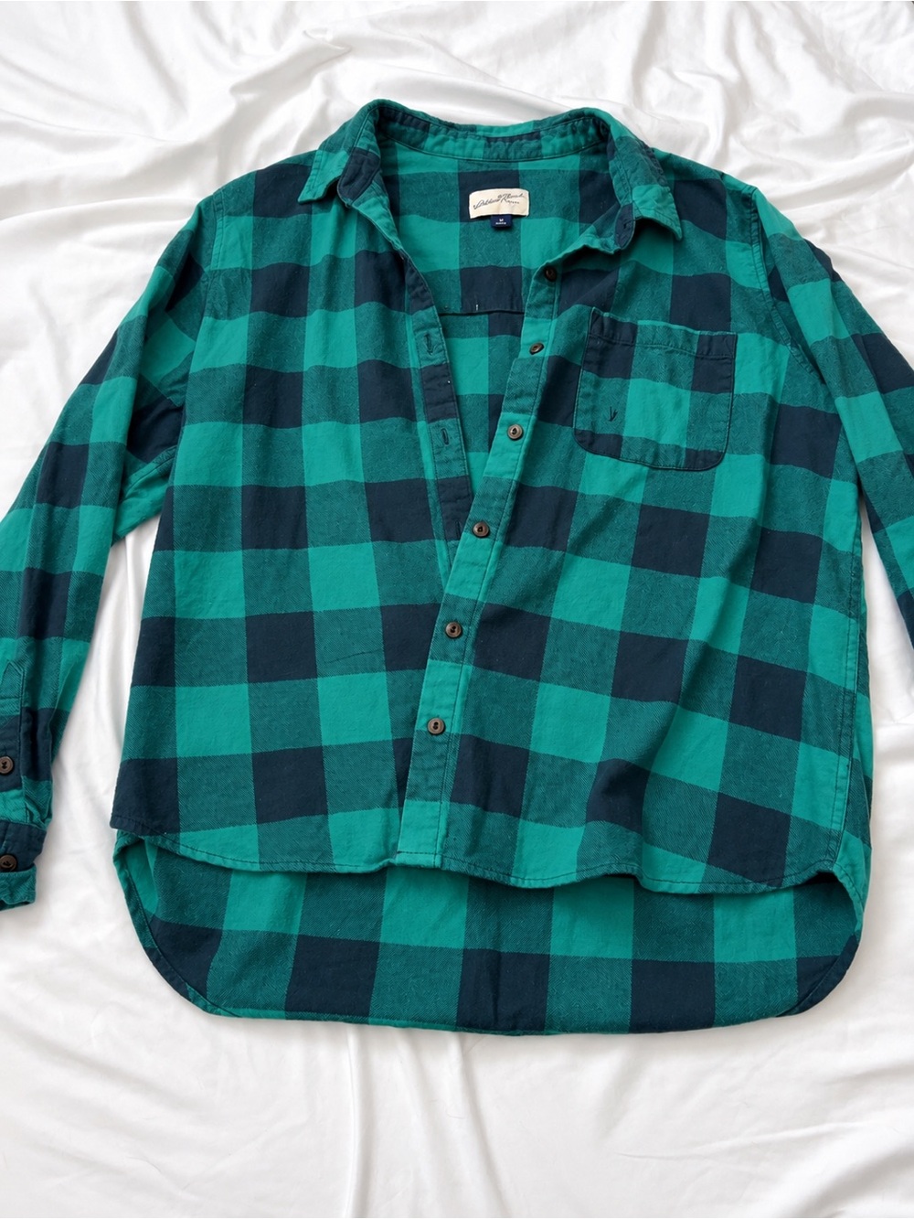 Universal Thread Teal and Navy Buffalo Plaid Button-Down Shirt